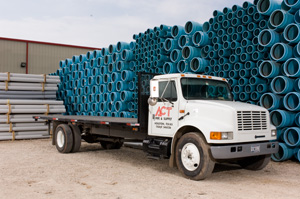 ACT truck carrying pipes